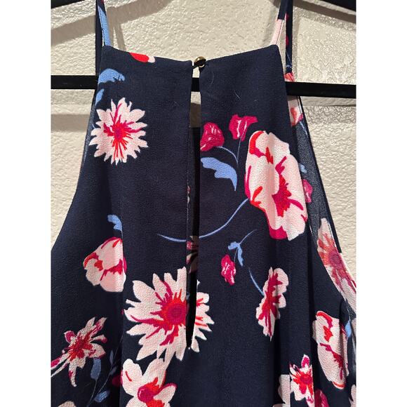 Mudpie Navy Floral Halter style top Illusion Separate Shorts Jumper L - Picture 5 of 7